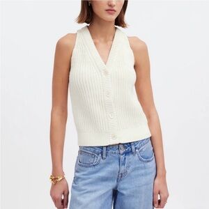 Madewell Women’s Cream Ribbed Knit Sweater Vest